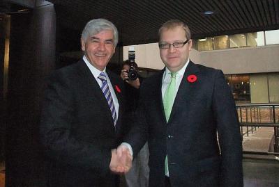 Ottawas kohtusid 4. novembril Kanada välisminister Lawrence Cannon ja Eesti välisminister Urmas Paet<br>FotoL Ülle Baum - pics/2010/11/30156_3_t.jpg