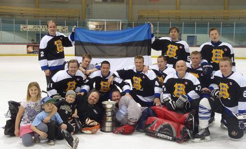 Players in team photo, from top left;<br>Robert Trei, Jaan Hess, Stefan Valvur, Adam Holmberg, Allan Marley, Mike Auksi, Markus  Rosenberg, Ian Mehisto, Toomas Eichenbaum, Aleks Põldma, Mihkel Põldma,Tõnis Tõllasepp, Michael Sutt.     Photo: L. Lomp  - pics/2012/04/36096_001_t.jpg