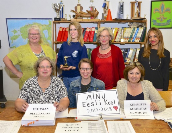 Last year’s third year class. In front from left: Epp Aruja (teacher), Julia Rannala, Susan Kahro. Behind from left: Ann Aaviku, Erin Kittask, Rutt Kajak, Shandra Kuuskne. Missing are: Mari Vihuri, Bronwen Harding, Erika Harding. - pics/2018/08/52151_001_t.jpg