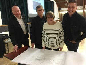 From left, David Kalm, Alar Kongats, Tiina Soomet and Paul Lillakas take a look at the the Building Permit submission drawings for the new IEC - pics/2020/03/55743_001_t.jpg