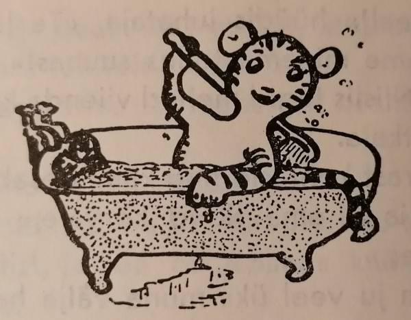 Saabunud tiigriaasta element on vesi. See on Bert, tiiger kes armastab vannis käia, järelikult veetiiger. „Kõnelused tiigriga ja teisi jutte“ lk. 94. Foto: Riina Kindlam - pics/2022/02/58963_003_t.jpg