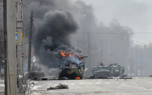 Hävitatud Vene soomustehnika Harkivis.Allikas: AFP - pics/2022/02/59030_001_t.webp