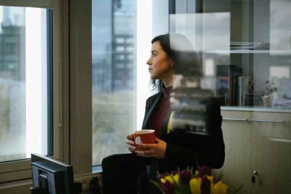 Raadio 4 Editor-in-Chief Julia Bali at her office in Tallinn, Estonia, on March 31. Alessandro Rampazzo for NBC News - pics/2022/04/59151_001_t.webp