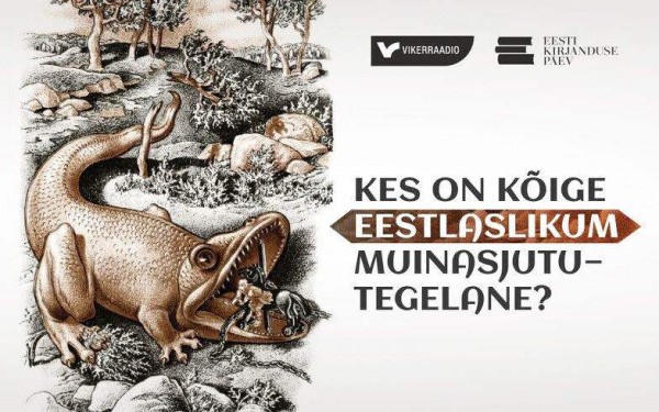 Seda küsimust küsitakse hetkel Viker/raadio kodu/lehel internetis. Seal saab iga/üks hääletada (to vote) 20 eesti muinas/jutu/tegelase seast (from among 20 fairy tale characters) kuni 5 poolt, kes on teie meelest KÕIGE EESTLASLIKUMAD (most Estonian). Pildil on Günther Reindorffi kujutatud (depicted) põhja konn. Tema on 2022. aastal uuesti välja/antud kogumiku ,,Eesti rahva ennemuistsed jutud“ raamatu/kaanel. Allikas: Tallinna Kirjandus/keskus  - pics/2024/02/60804_001_t.jpg