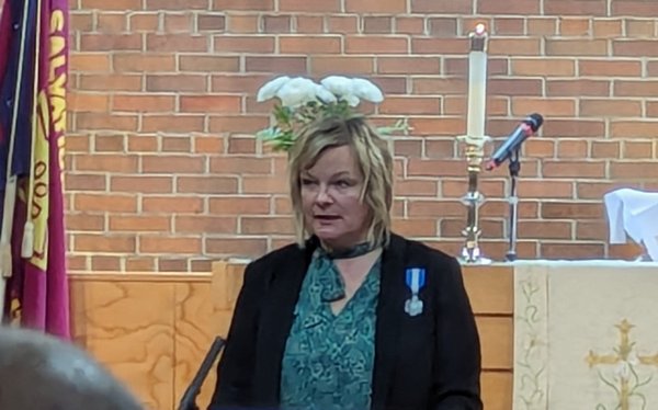 Kairi Hemingway giving a speech at St. Peter's Church in Toronto, April 21st, 2024 - pics/2024/04/60978_001.jpg
